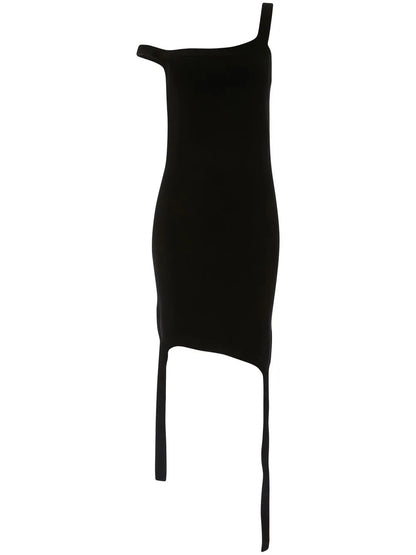 Fine-Knit Asymmetric Mini Dress