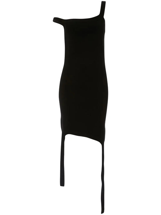 Fine-Knit Asymmetric Mini Dress