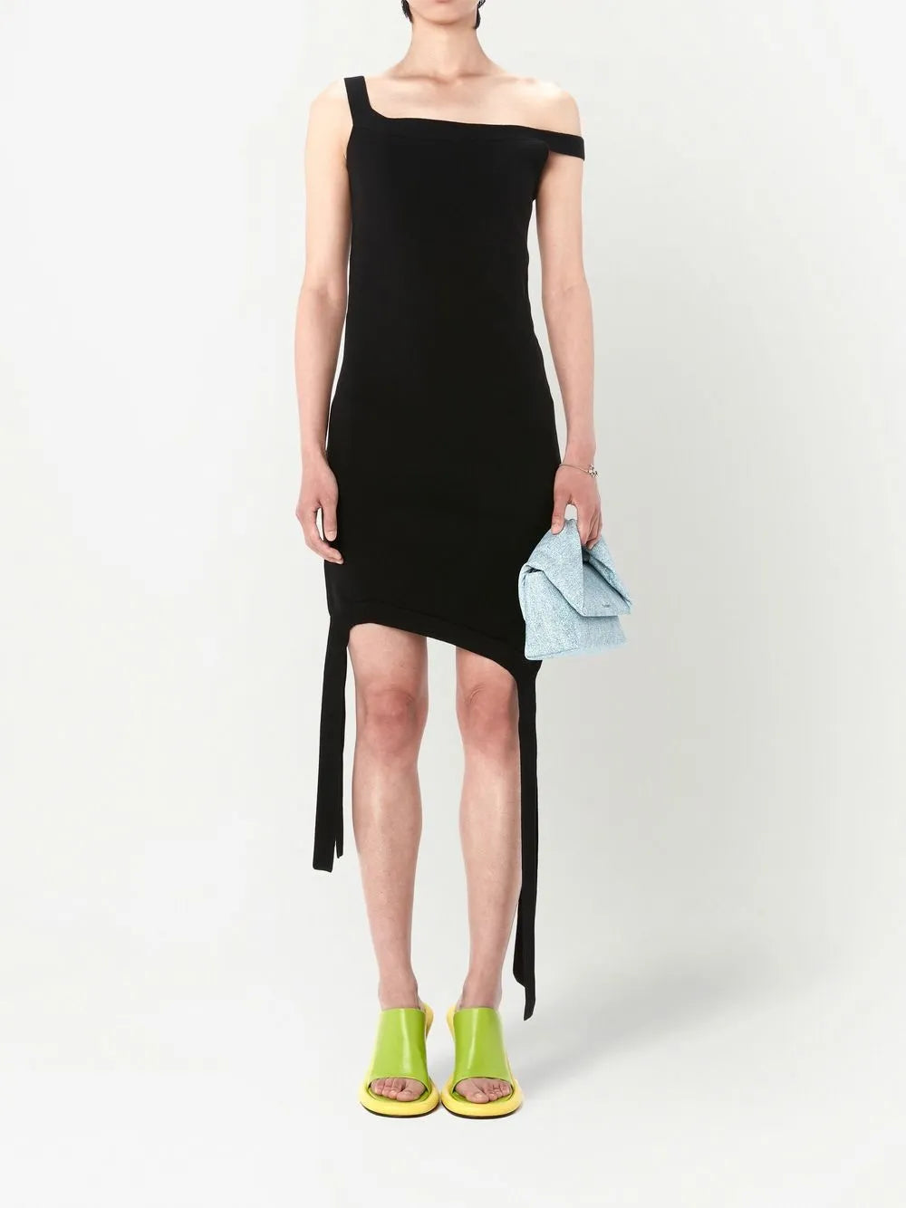 Fine-Knit Asymmetric Mini Dress