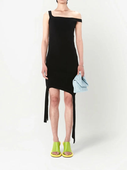Fine-Knit Asymmetric Mini Dress