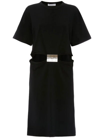 Hinge-Embellished T-Shirt Midi Dress