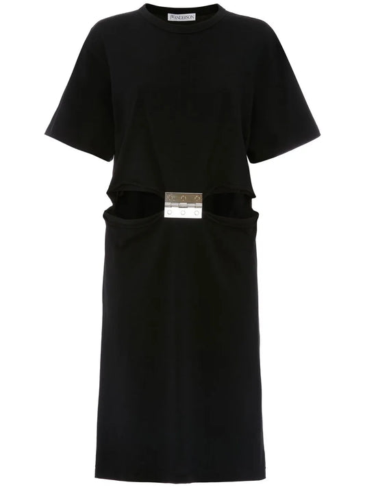 Hinge-Embellished T-Shirt Midi Dress