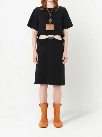 Hinge-Embellished T-Shirt Midi Dress