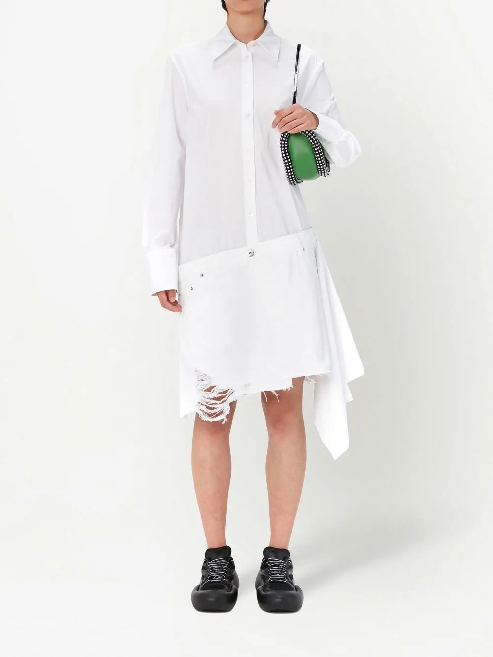 Distressed-Finish Asymmetric Shirtdress