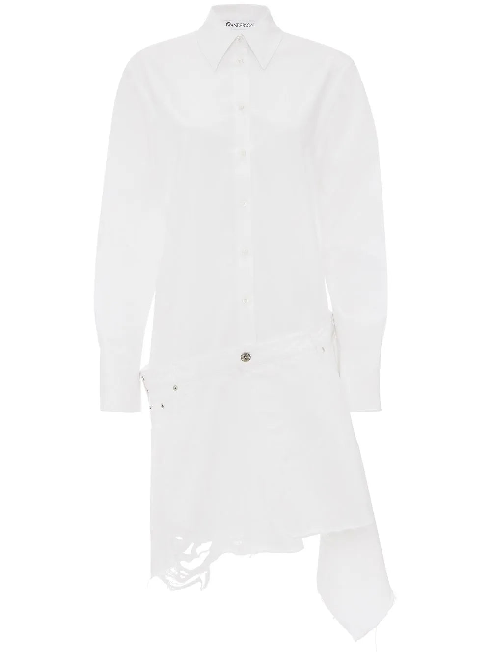 Distressed-Finish Asymmetric Shirtdress