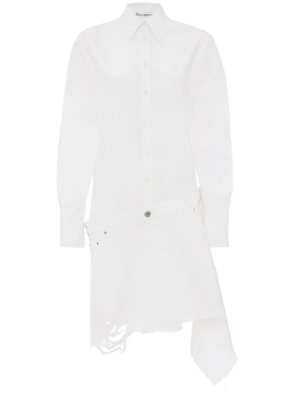 Distressed-Finish Asymmetric Shirtdress