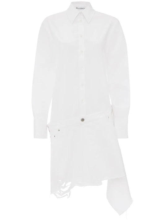 Distressed-Finish Asymmetric Shirtdress