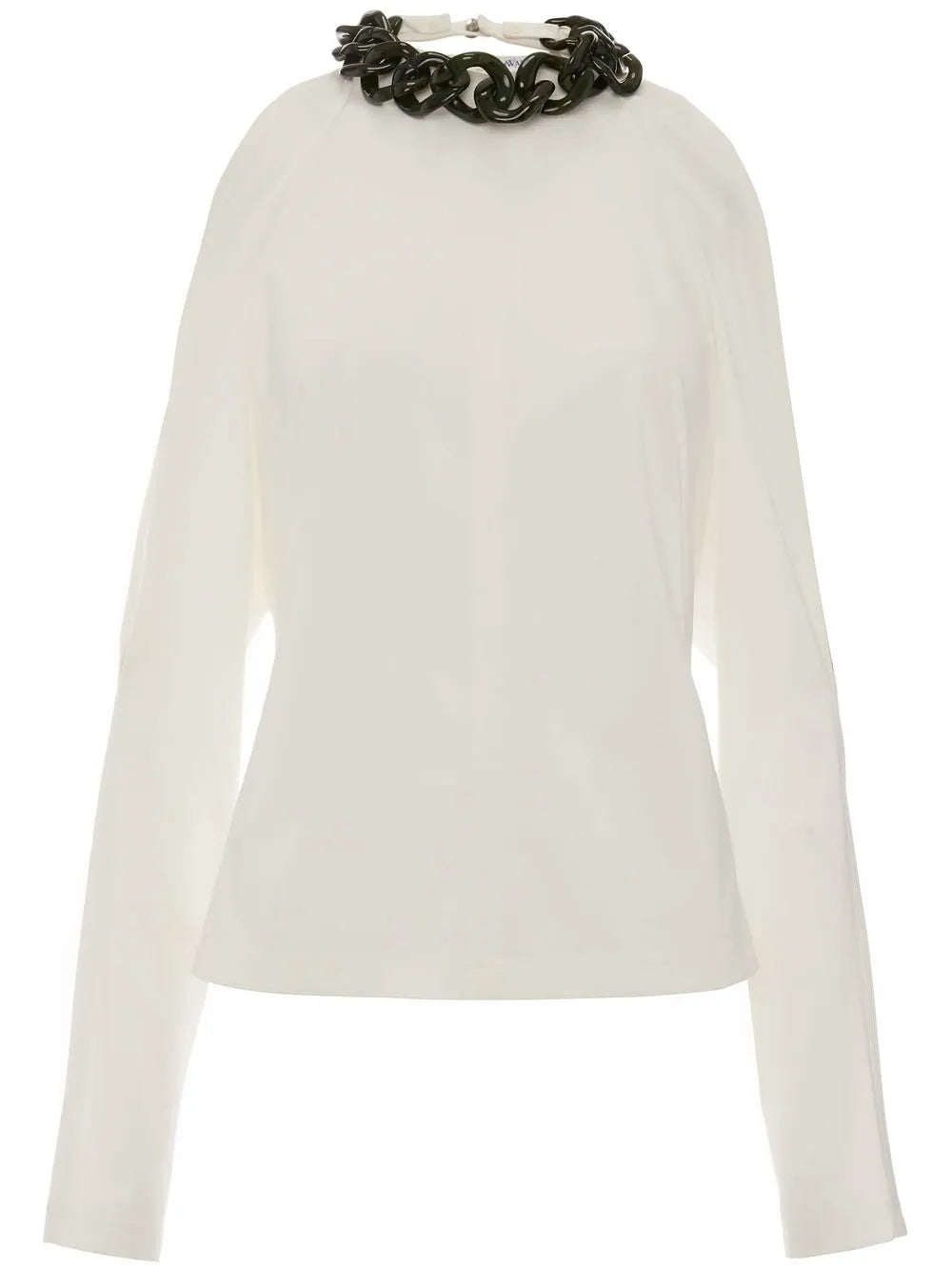 Chain-Embellished Cold-Shoulder Top