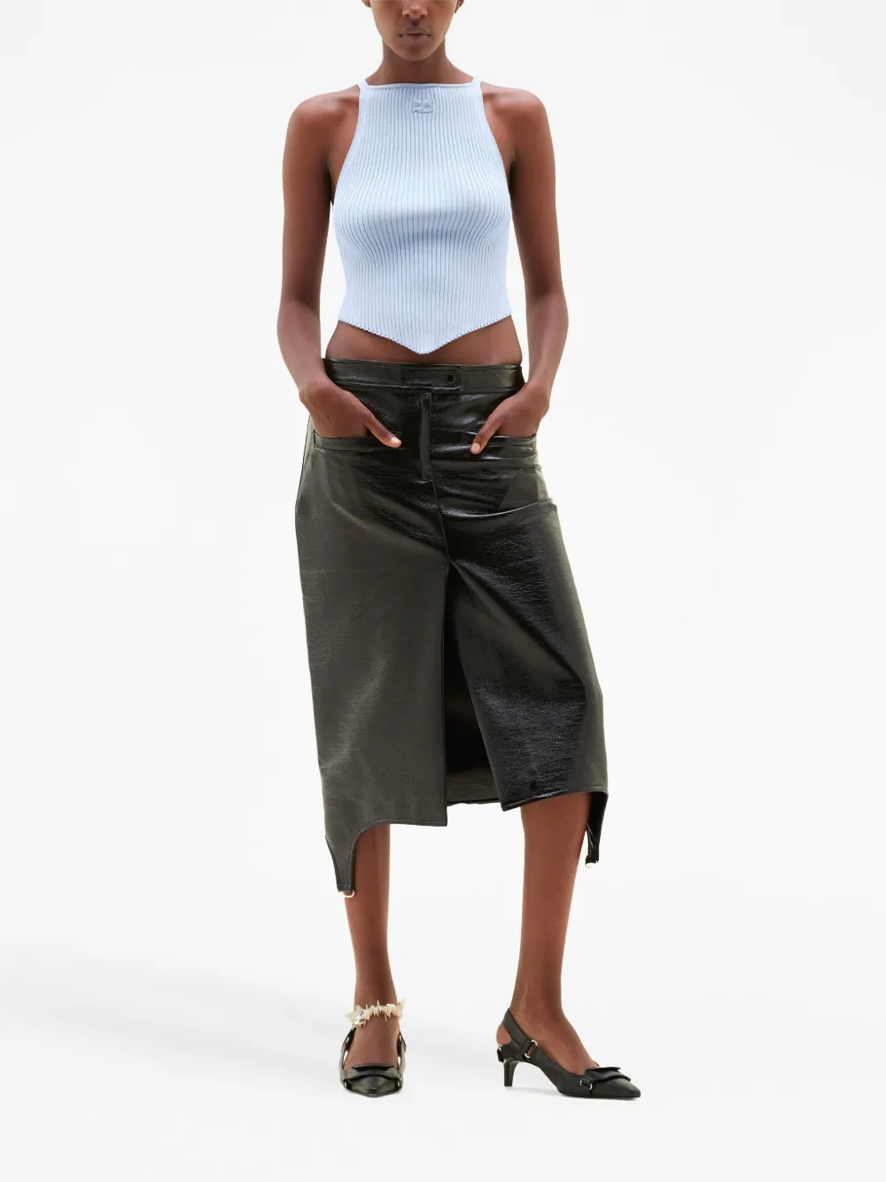 Pointy Rib-Knit Tank Top