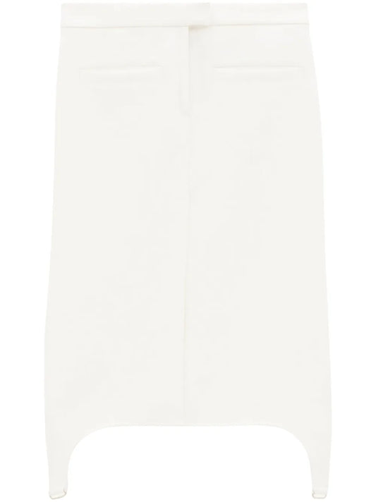 Twill Suspenders Midi Skirt