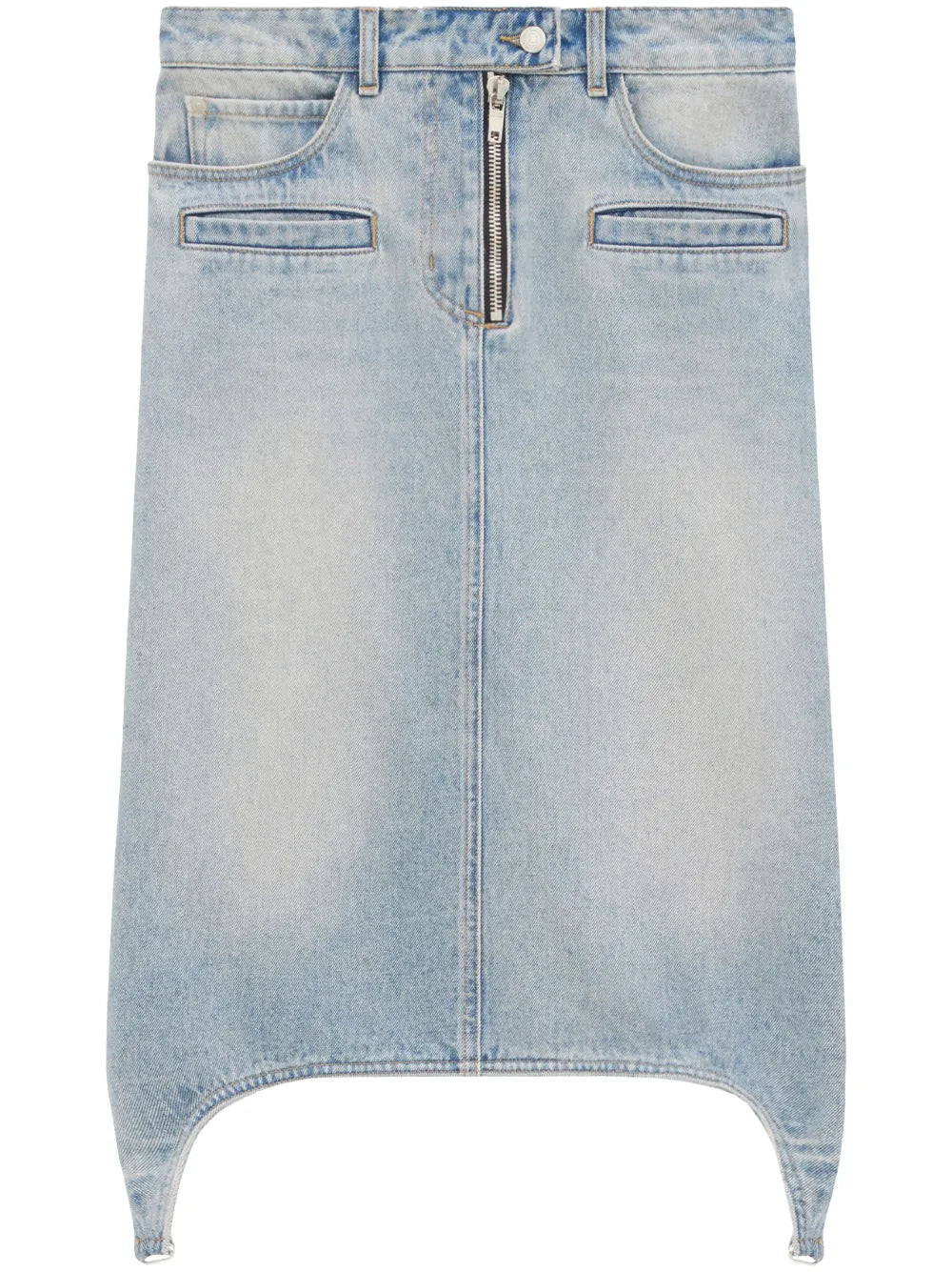 Suspenders Denim Midi-Skirt