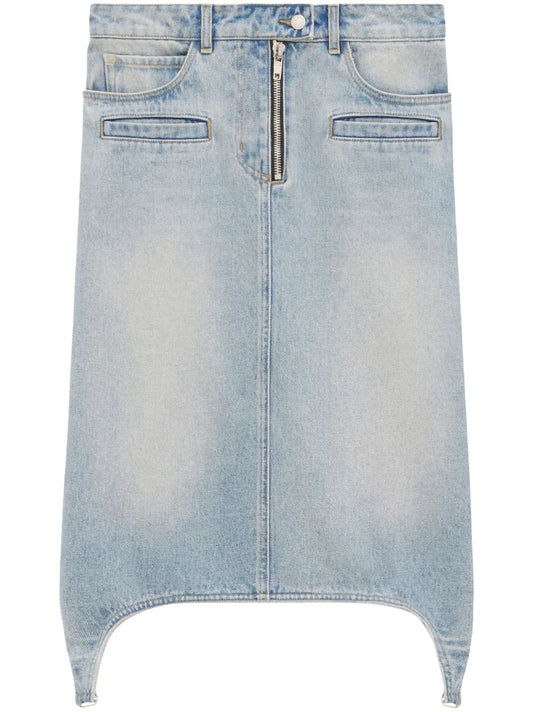 Suspenders Denim Midi-Skirt