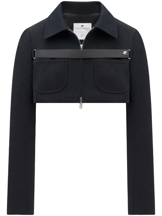 Strap-Detail Cropped Jacket