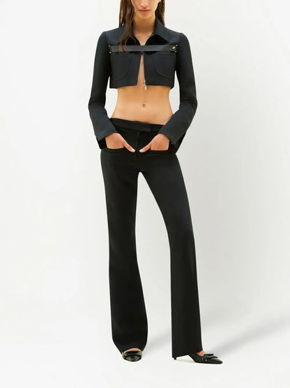 Strap-Detail Cropped Jacket