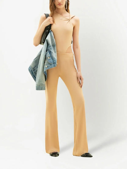 Embroidered Logo Flared-Leg Trousers