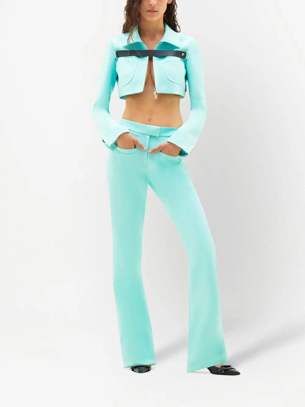 Strap-Detail Cropped Jacket