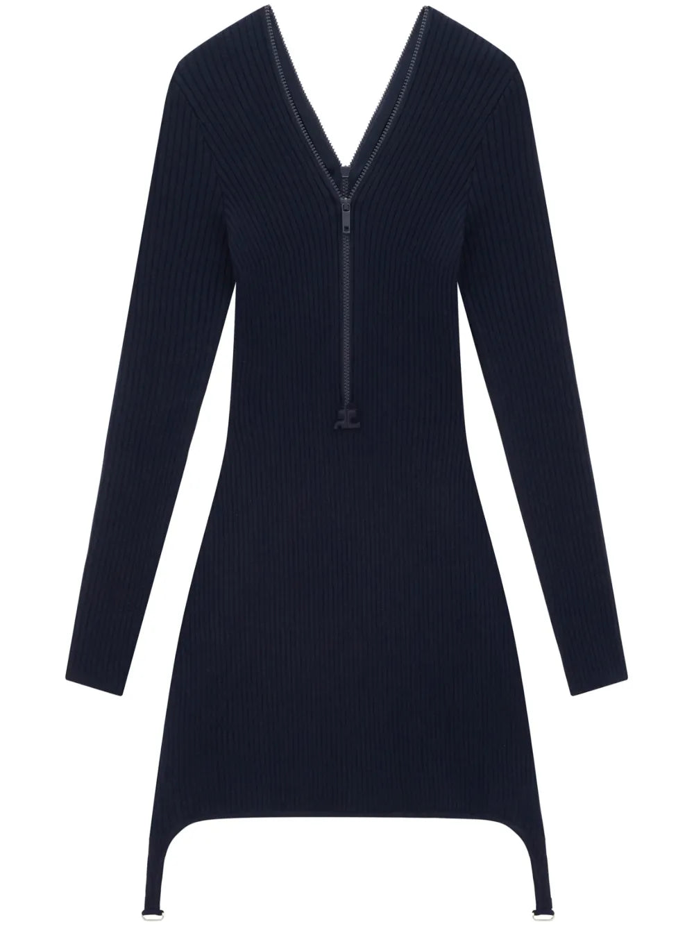 Ribbed-Knit Zip-Up Dress
