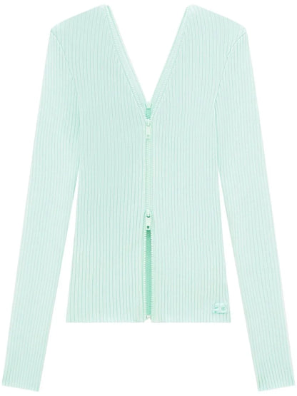 Double Zip-Detail Ribbed Jumper