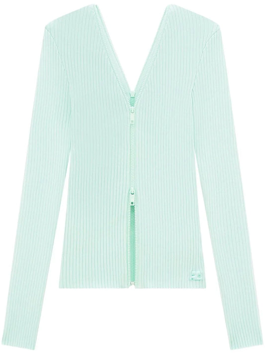 Double Zip-Detail Ribbed Jumper