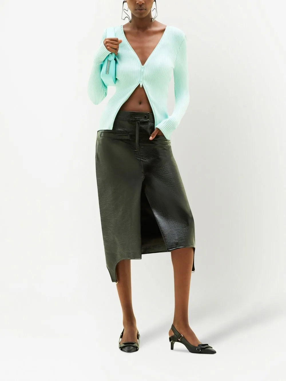 Double Zip-Detail Ribbed Jumper