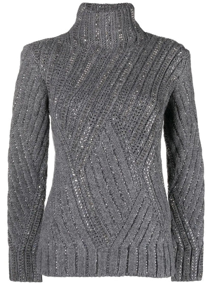 Crystal-Embellished Rollneck Sweater