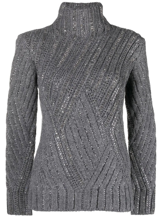 Crystal-Embellished Rollneck Sweater