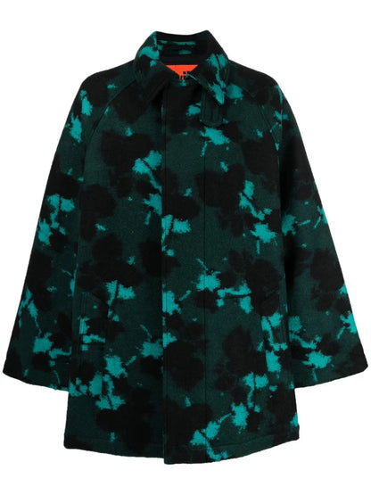 Graphic-Print Concealed-Front Coat