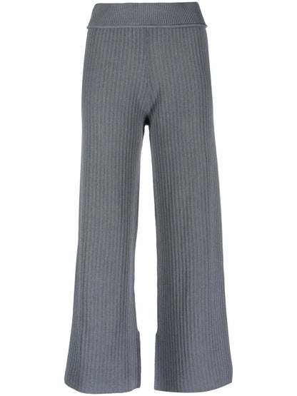 Cropped Rib-Knit Trousers