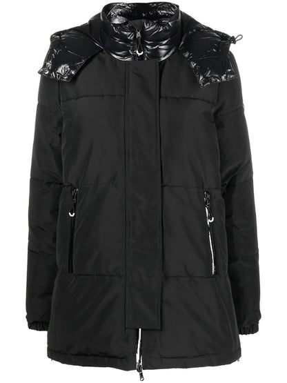 Contrast-Panel Hooded Padded Jacket
