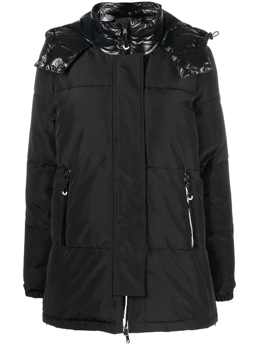 Contrast-Panel Hooded Padded Jacket