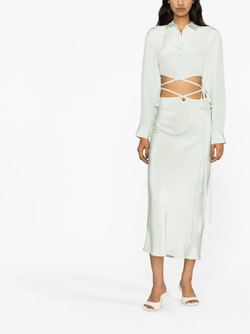 Loophole Cut-Out Midi Skirt