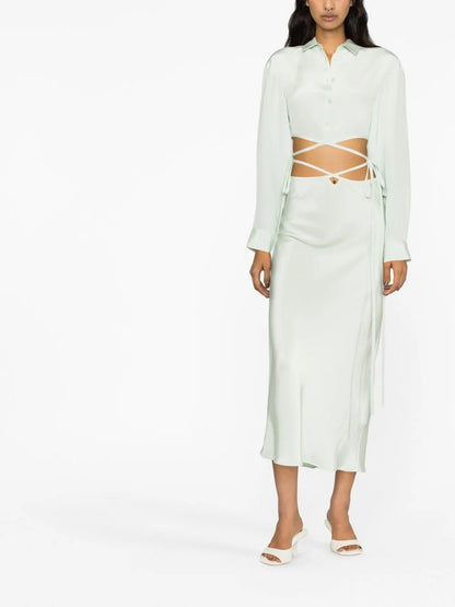 Loophole Cut-Out Midi Skirt