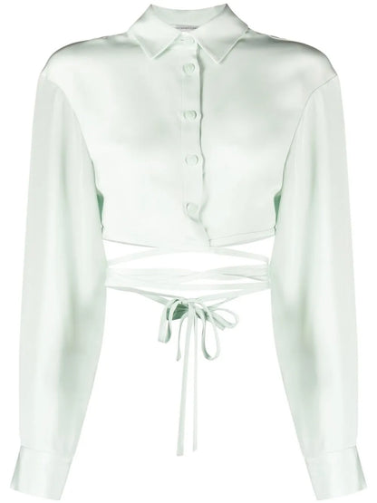 Tie-Fastening Silk Shirt