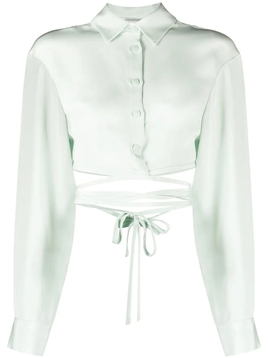 Tie-Fastening Silk Shirt