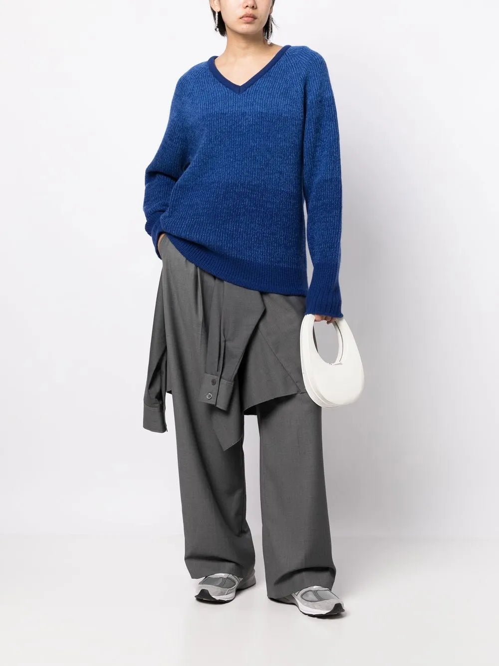 V-Neck Ribbed-Knit Jumper
