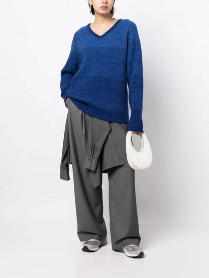 V-Neck Ribbed-Knit Jumper