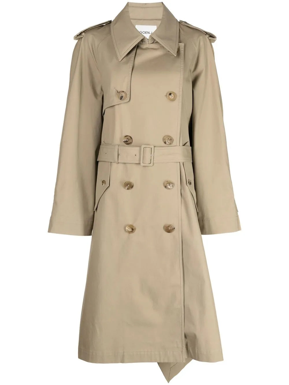 Double-Breasted Two-Tone Trench Coat