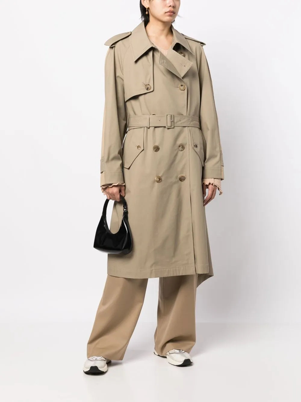 Double-Breasted Two-Tone Trench Coat