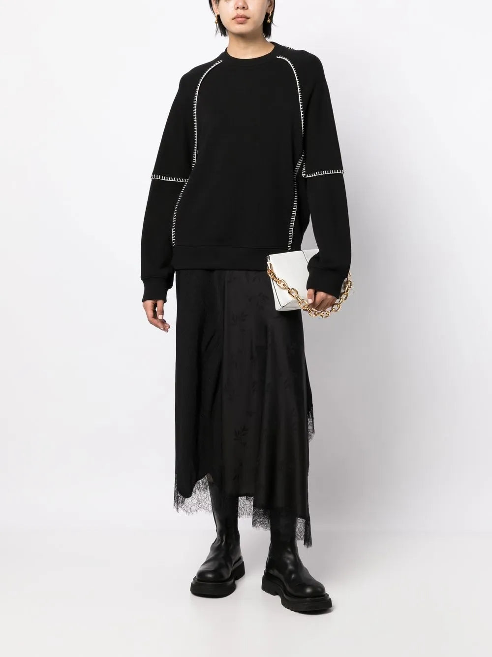Whipstitch Layered Sweatshirt