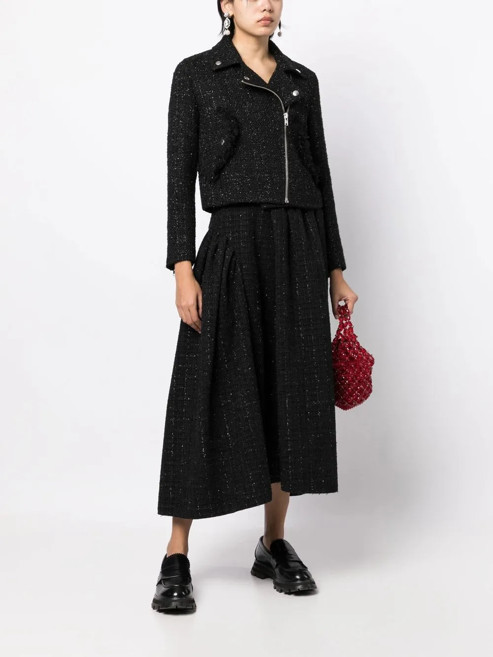 Tweed Cropped Biker Jacket