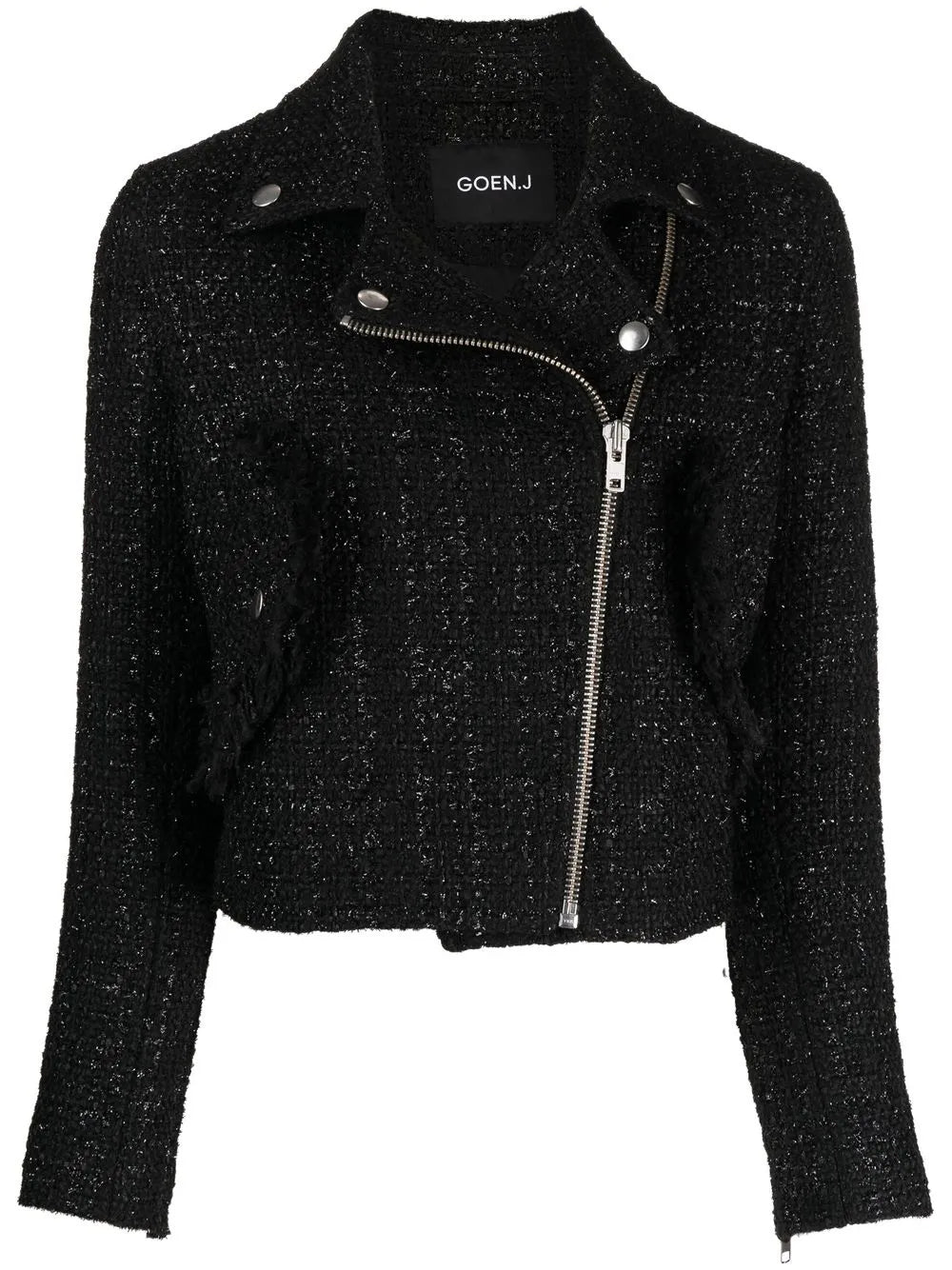 Tweed Cropped Biker Jacket