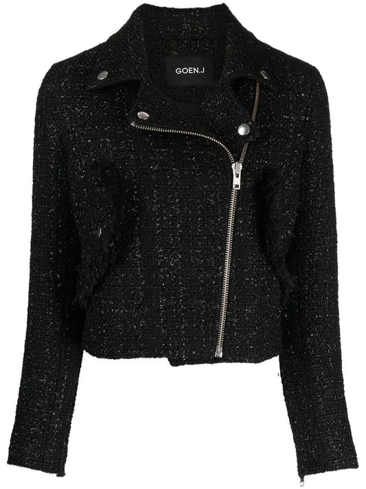 Tweed Cropped Biker Jacket