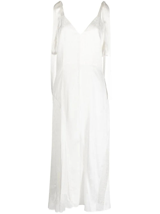V-Neck Lace-Trim Midi Dress