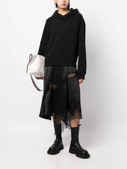 Lace-Trim Hooded Midi Dress
