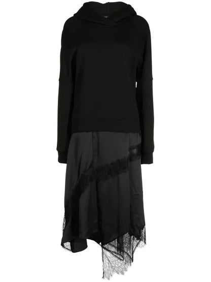 Lace-Trim Hooded Midi Dress