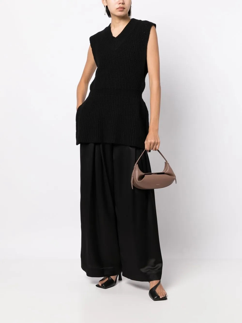Side-Slit Ribbed Jumper Vest