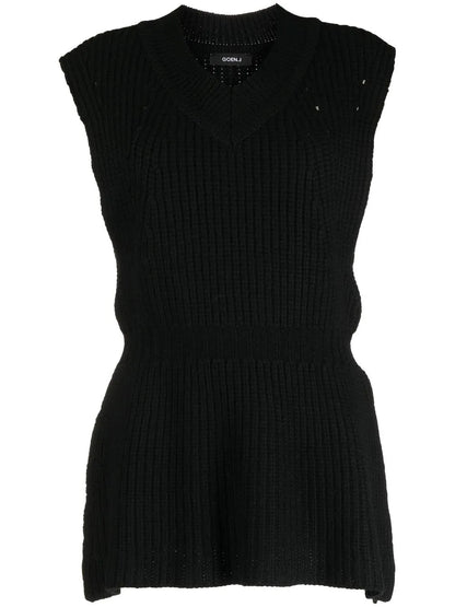 Side-Slit Ribbed Jumper Vest