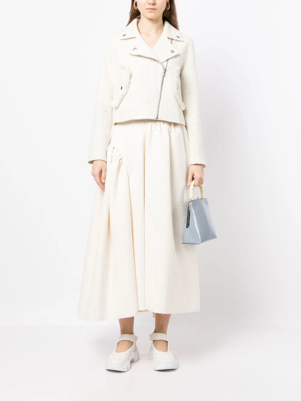Tweed Cropped Biker Jacket