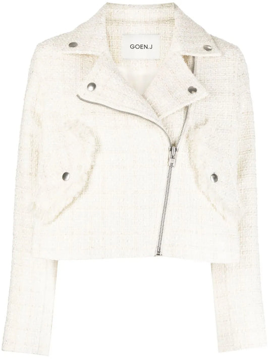 Tweed Cropped Biker Jacket