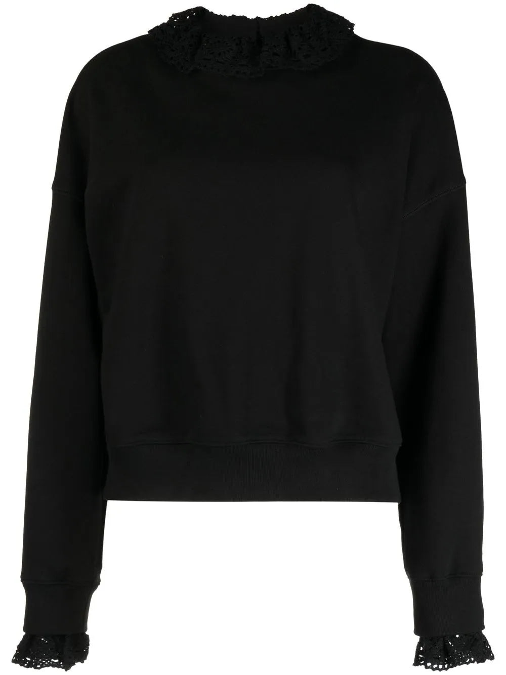 Crochet-Colar Sweatshirt